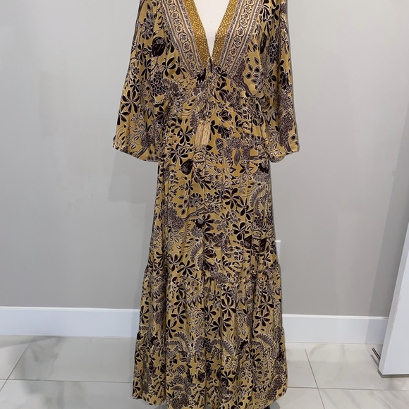 Ina Dresses & Skirts - Ina Floral Maxi Dress - Gold and Black